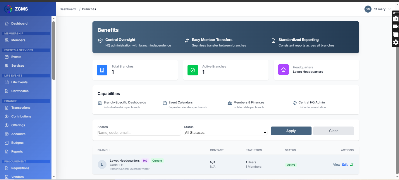 Multi-Branch Management